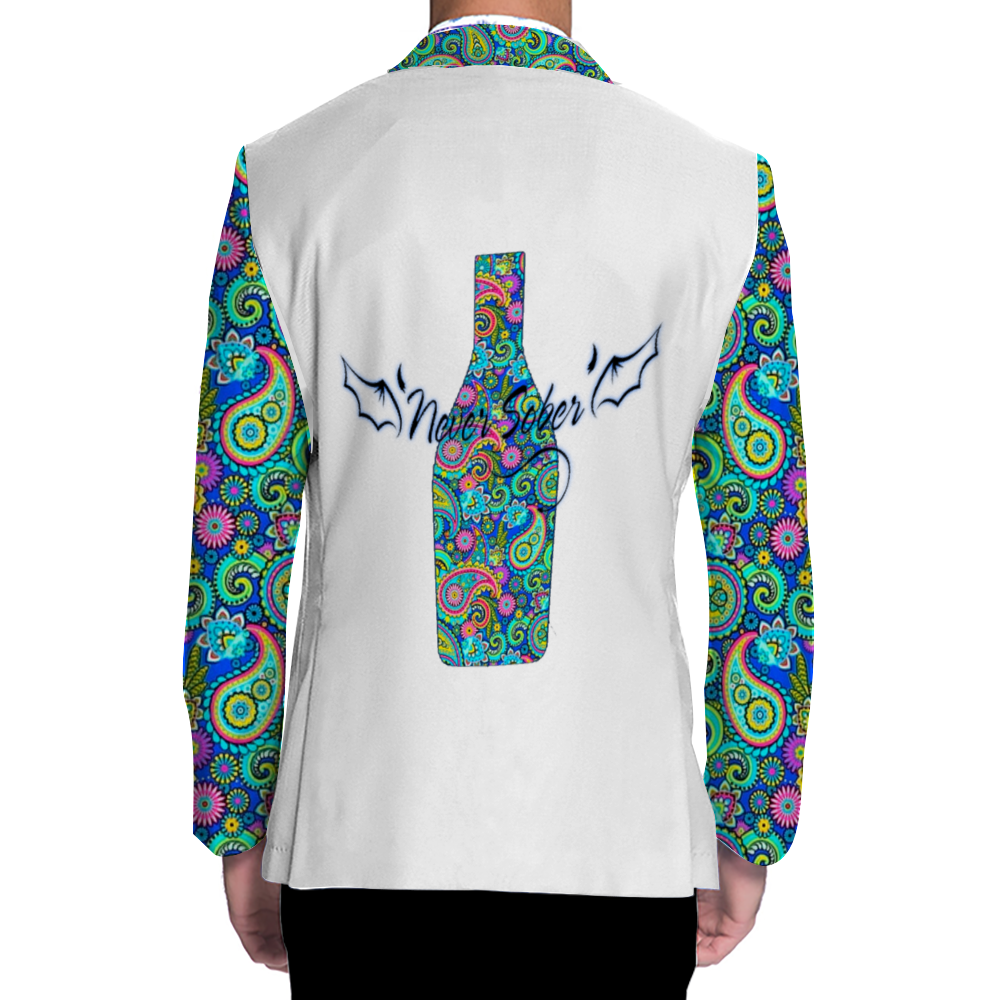 Never Sober Paisley Casual Blazer MULTI COLOR WHITE
