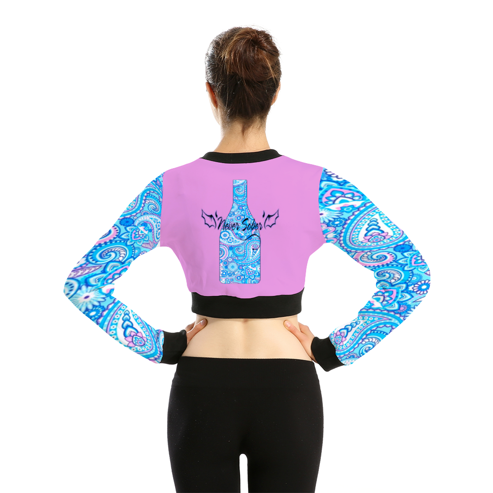 Never Sober Paisley Women's Crop Jacket Pink Blue