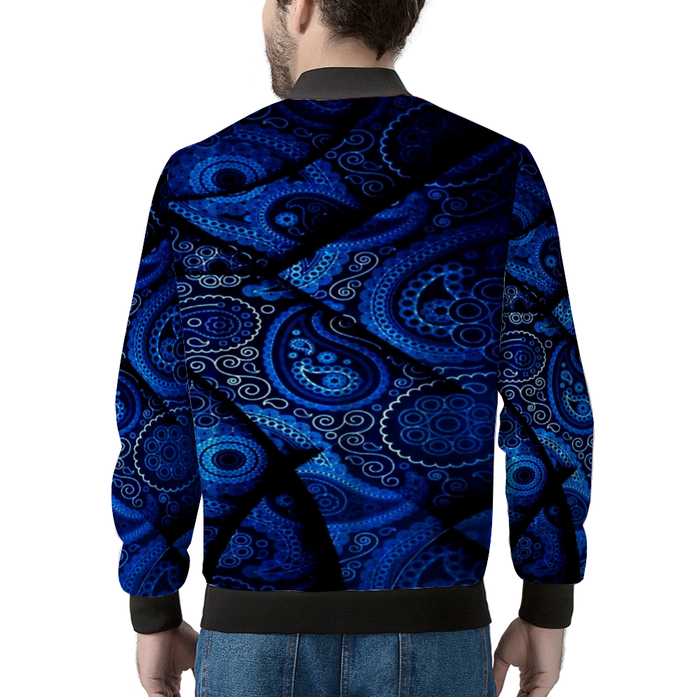 Never Sober Paisley Casual Bomber Jacket Black