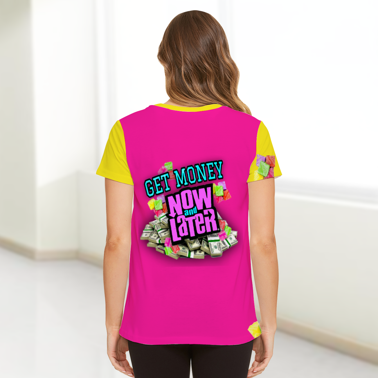 UNISEX GET MONEY T-Shirt PINK YELLOW