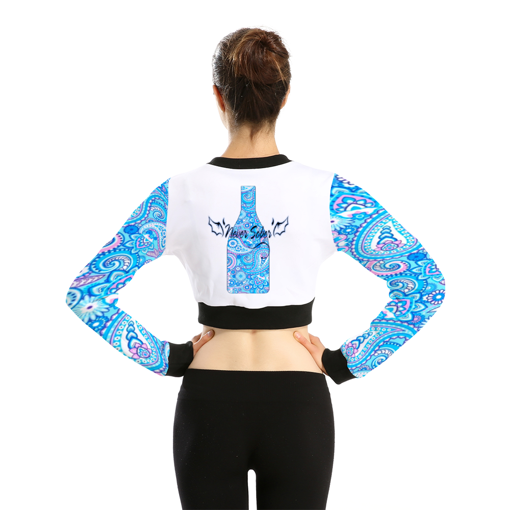 Never Sober Paisley Women's Crop Jacket White