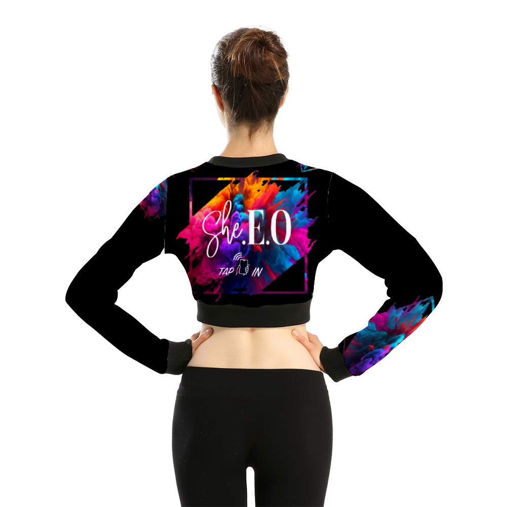 *Custom Women's Colorful SHE E O Crop Jacket