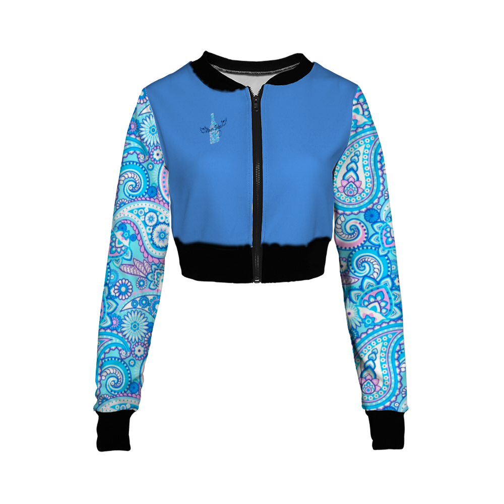 Never Sober Paisley Women's Crop Jacket Blue