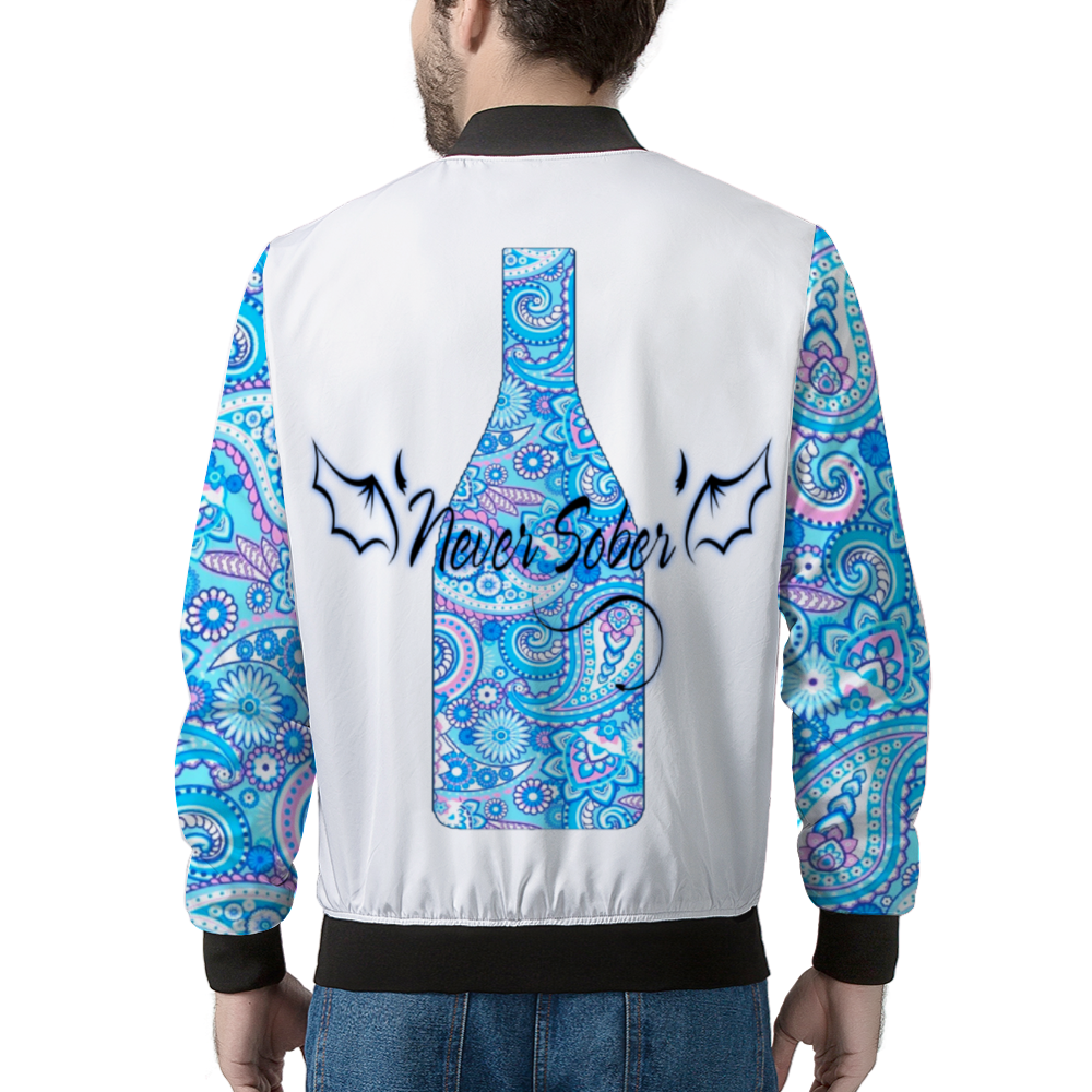 Never Sober Paisley Bomber Jacket White