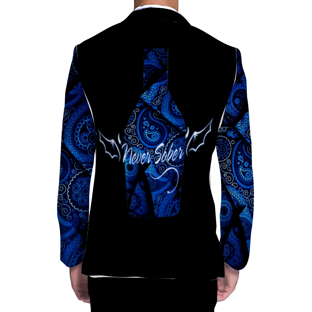 Men Never Sober Paisley Casual Blazer Navy Black