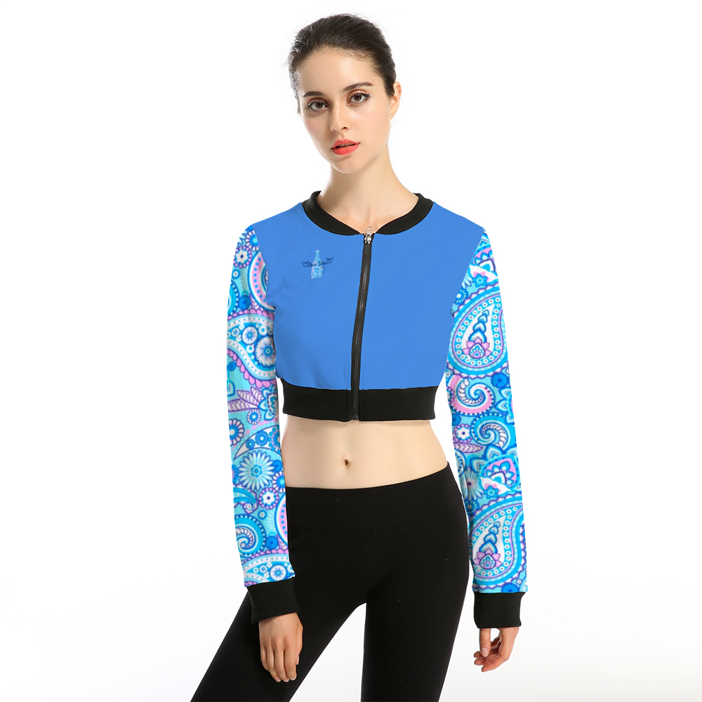 Never Sober Paisley Women's Crop Jacket Blue