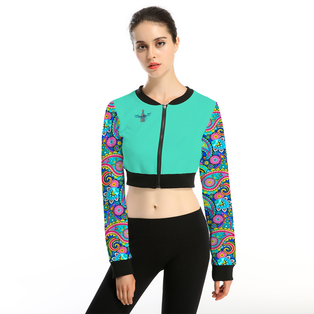 Never Sober Paisley Women's Crop Jacket green