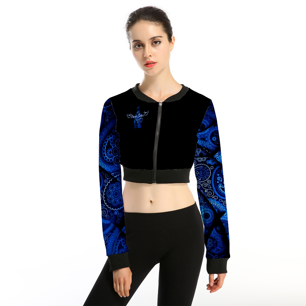 Never Sober Paisley Women's Crop Jacket Black Blue