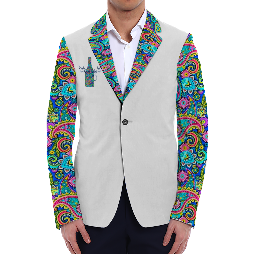 Never Sober Paisley Casual Blazer MULTI COLOR WHITE