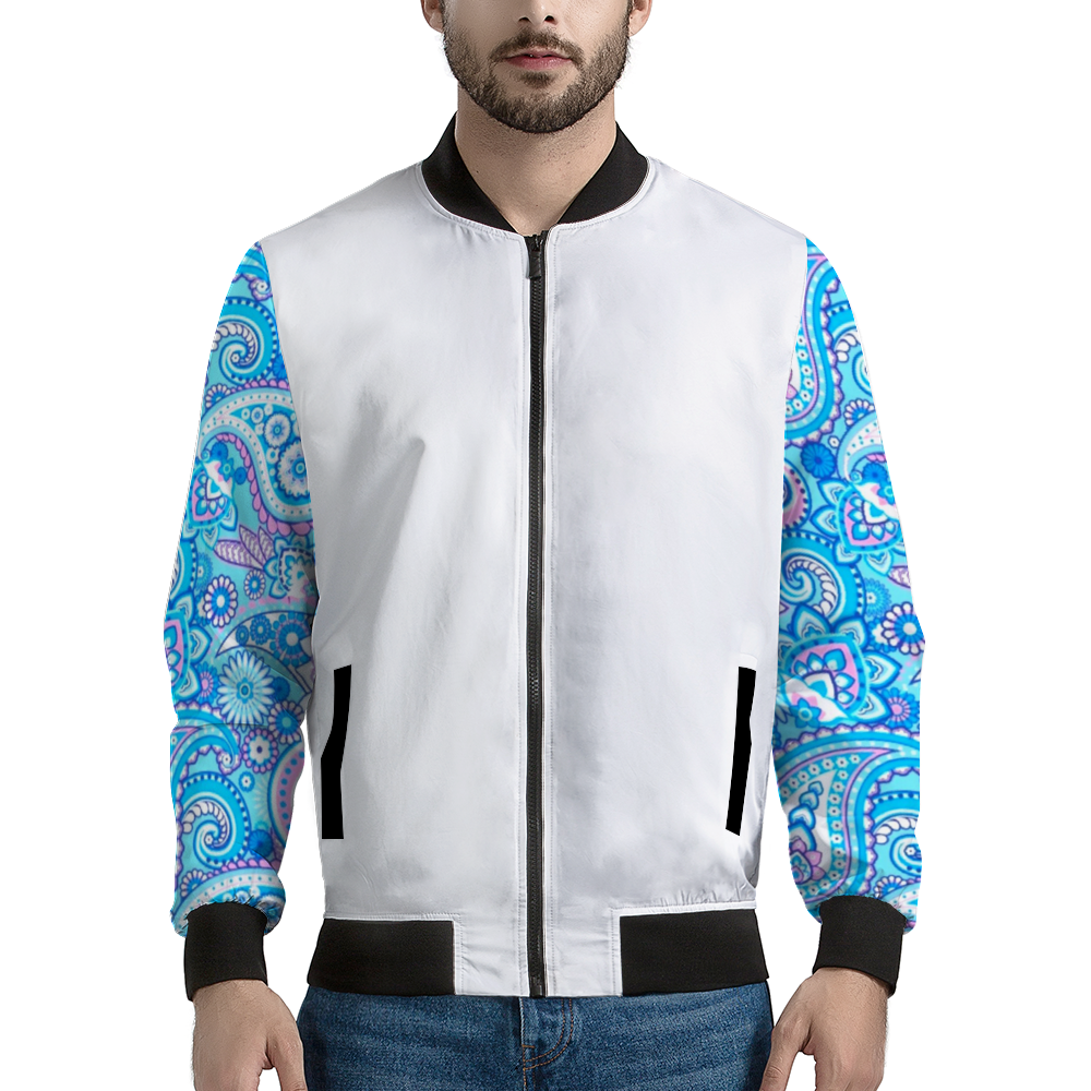 Never Sober Paisley Bomber Jacket White